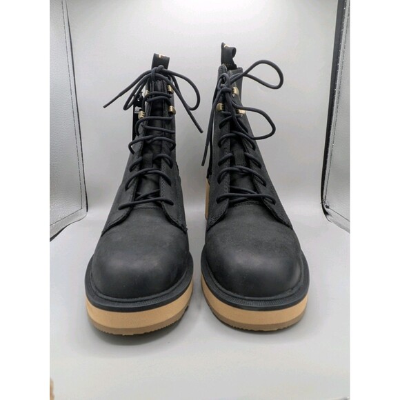 Sorel Womens Size 9 Hi-Line Black Leather Tawny Buff Lace Up Heeled Boots - Picture 4 of 8